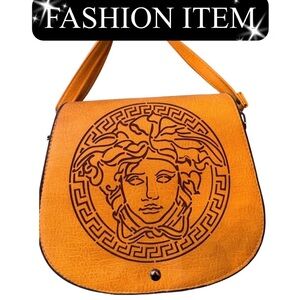 PURSE: Goldish/Tan w/Black Detailing & Adjustable Crossbody Strap, EUC